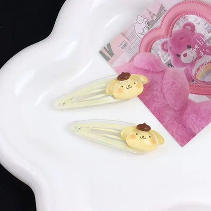 2Pcs Sanrio Girls Hair Clip Kawaii Mymelody Kuromi Cinnamoroll Hairpin Kids Hair Accessories Gift