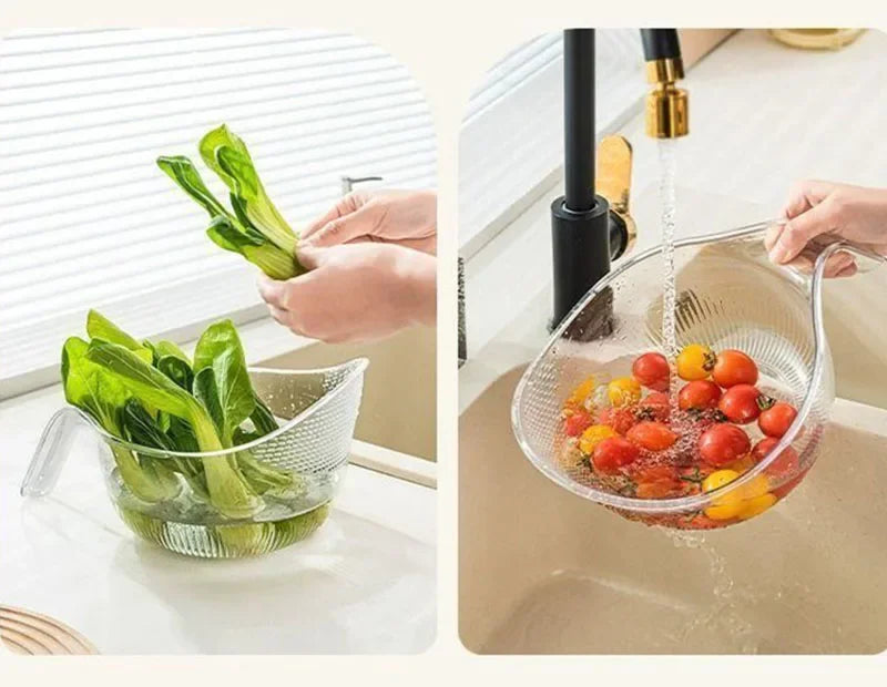 Kitchen washing gadget rice washing filter rice rinsing basin drain basket household dish washing fruit Bason sink with handle