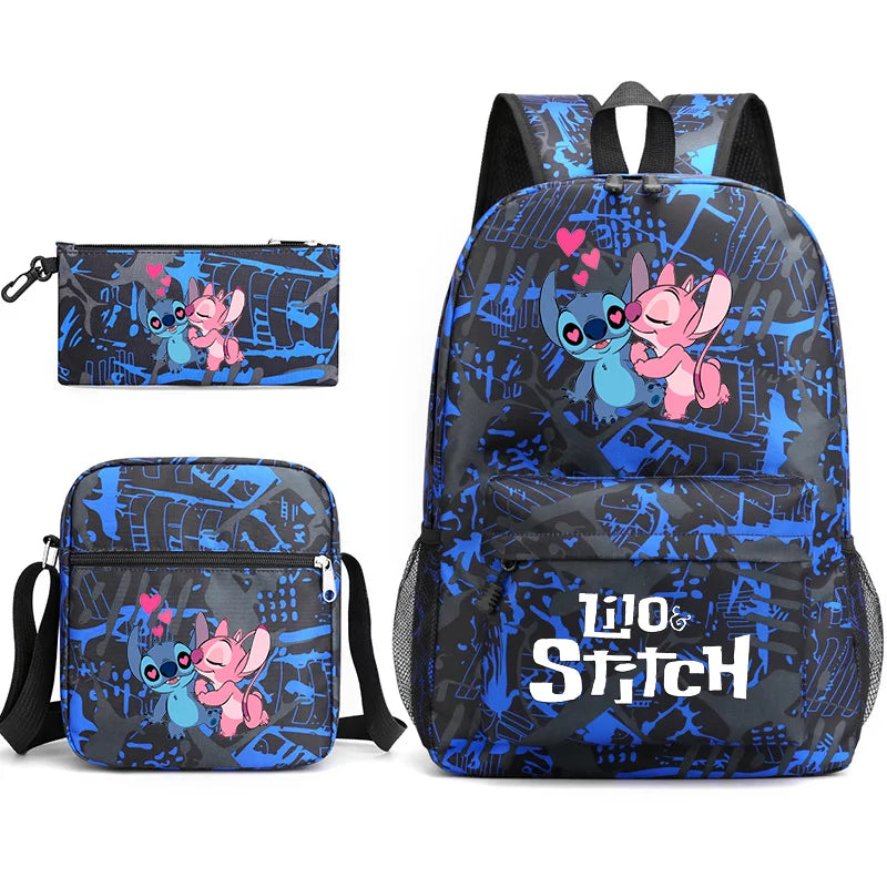 Disney Lilo Stitch 3Pcs/Set Bookbag Kids Backpack Boys Girls School bags Daily Backpacks Mochilas Shoulder Bag Set