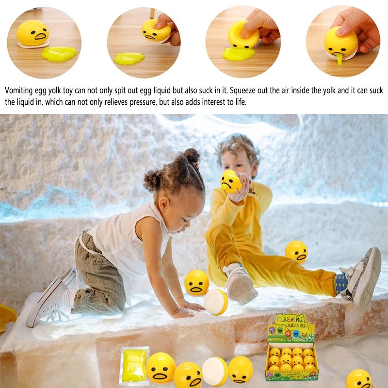 Sticky Funny Toy Disgusting Egg Yolk Brother Vomiting Egg Yolk Army Lazy Egg Custard Vomiting Ball Decompression Funny Toy