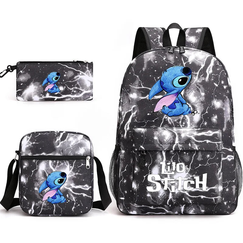 Disney Lilo Stitch 3Pcs/Set Bookbag Kids Backpack Boys Girls School bags Daily Backpacks Mochilas Shoulder Bag Set