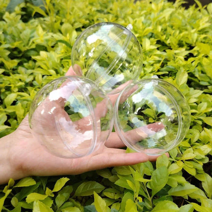 1/12Pcs DIY Hollow Balls Christmas Plastic Transparent Fillable Bauble Xmas Tree Hanging Ornaments Home Party Gifts Box Decor