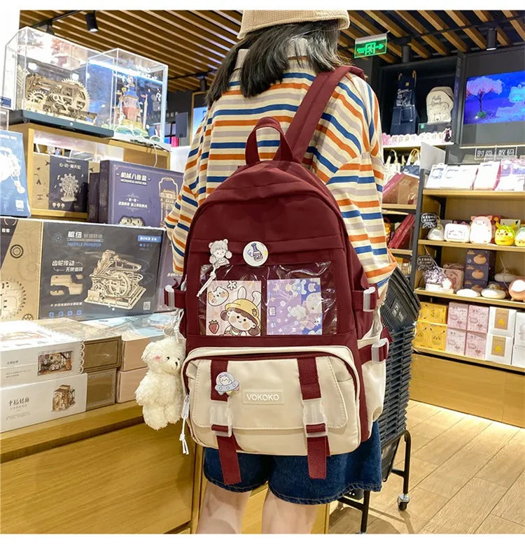 Kawaii Women Backpack Waterproof School Bag For Teenager Girl Student Bookbag Laptop Rucksack Cute Female Travel Bagpack Mochila