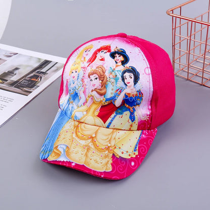 Disney New Anime Frozen Minnie Mouse Kids Brand Hat Boy Girl Travel Caps Spiderman Mickey Baby Caps Figure Gift Toys 3-8Y