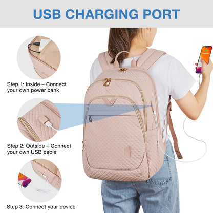 BAGSMART Backpacks for Women School Bag for girl 17.5''/15.6'' Notebook Travel Laptop Computer Backpack with USB Charging Port