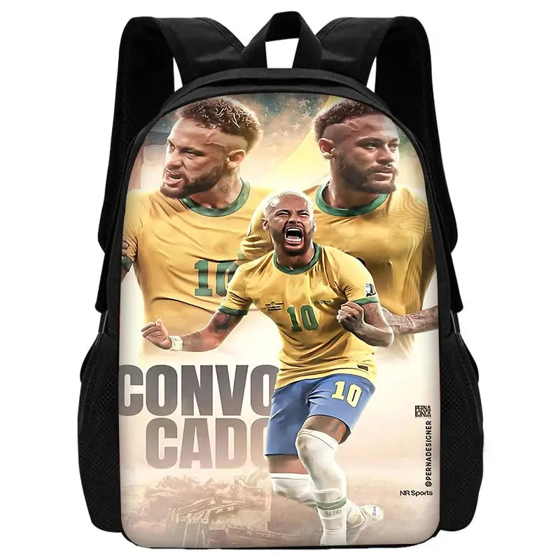 Game Football Child School Backpack with Lunch Bags ,Pencil Bags ,N-NeymarS School Bags for Boys Girls Best Gift