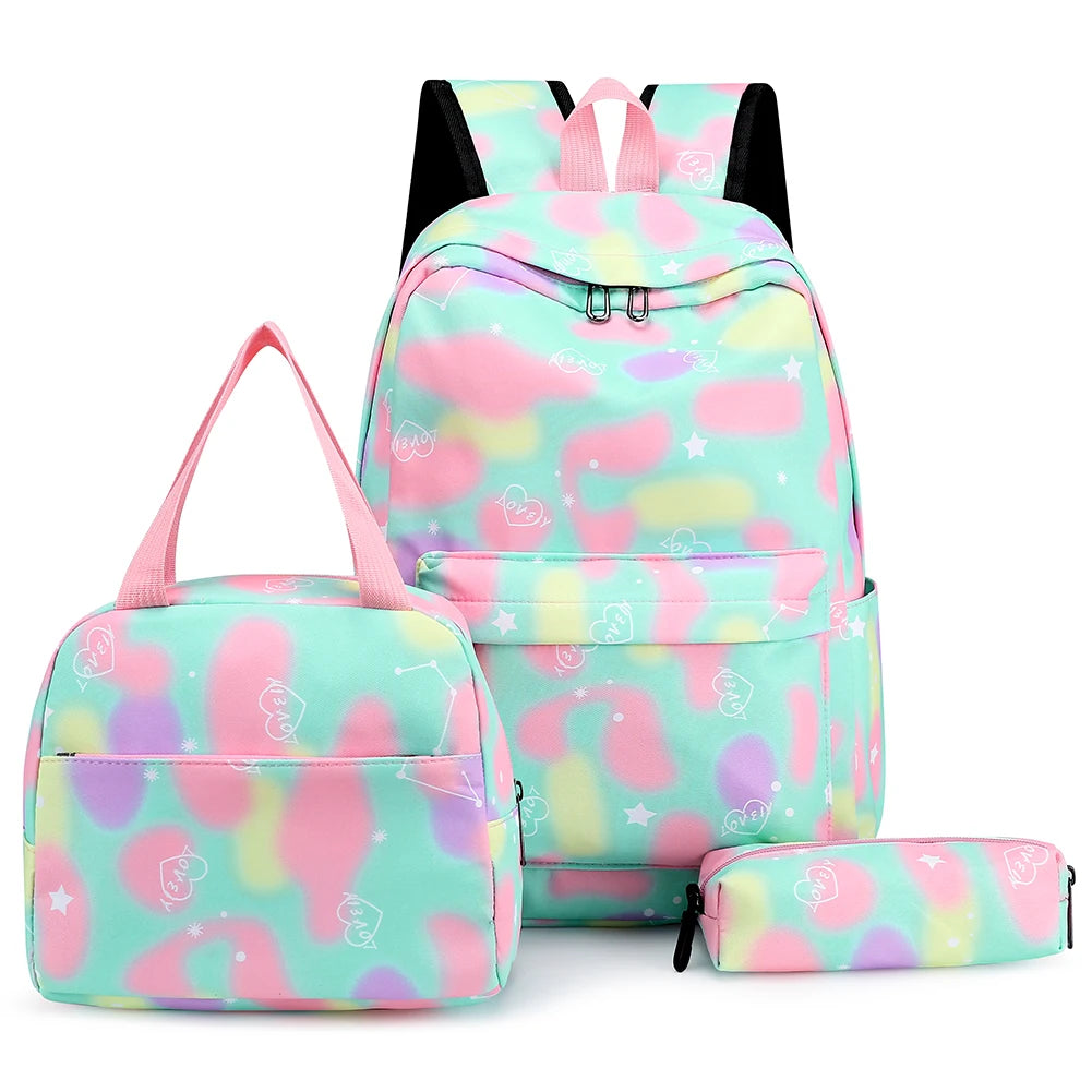 5 Pcs Set Kawaii Girls Backpack For Student School Bag Teenager Girls Schoolbag Book Bags Pencil Case Women Travel Backpack Tote