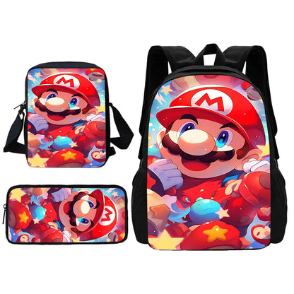 Cute M-MarioS Child School Backpack With Shoulder Bag Pencil Bags School Bags for Boys Girls Best Gift