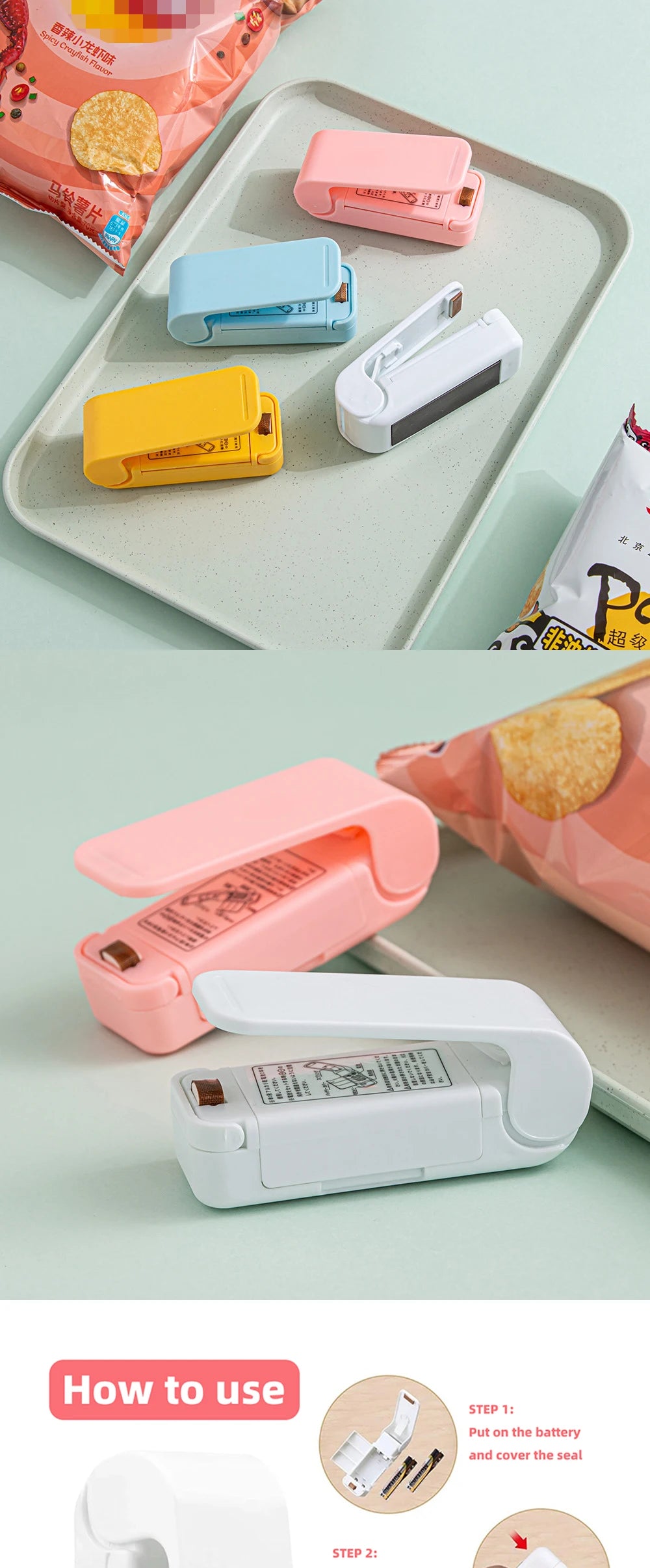 Portable Mini Heat Bag Sealing Machine Magnetic Package Sealer Bag For Storage Plastic for Food Snack Vegetables Kitchen Gadgets