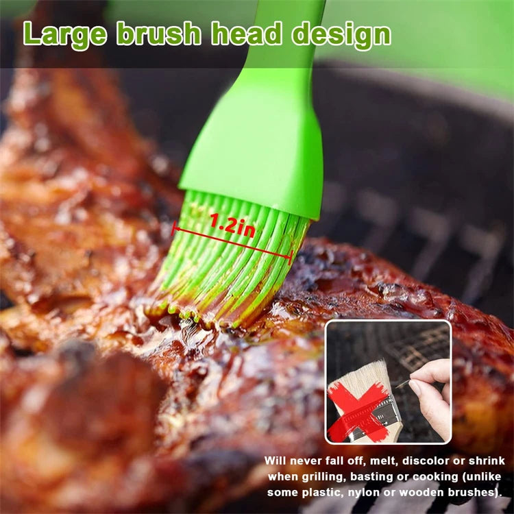 LMETJMA Silicone Basting Brush Upgrade Heat Resistant Pastry Brush Oil Brush For BBQ Cooking Baking and Grilling JT63