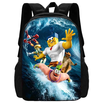 Cartoon Cute Child School Backpack with Lunch Bags ,Pencil Bags ,School Bags for S-spongebobS Boys Girls Best Gift