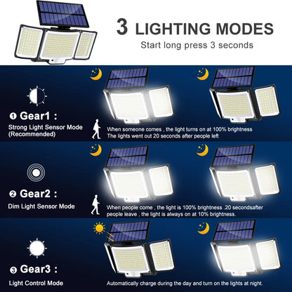 Solar Light Outdoor 328/348 LED Integrated Super Bright Motion Sensor Strong Power IP65 Waterproof 3 Working Modes Garden Wall