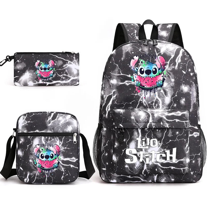 Disney Lilo Stitch 3Pcs/Set Bookbag Kids Backpack Boys Girls School bags Daily Backpacks Mochilas Shoulder Bag Set