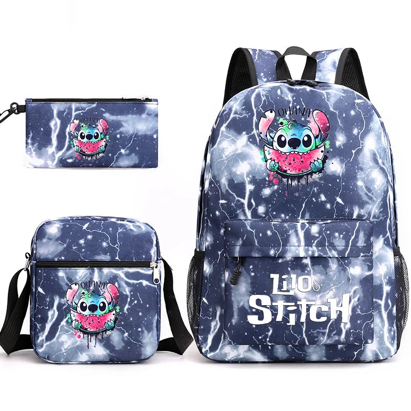 Disney Lilo Stitch 3Pcs/Set Bookbag Kids Backpack Boys Girls School bags Daily Backpacks Mochilas Shoulder Bag Set