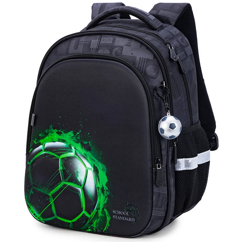 High Quality Children Backpack Boys Cartoon Football Primary School 1-3 Grade Waterproof Satchels 3D Bookbag Mochila Infantil