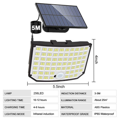 Solar Light Outdoor 328/348 LED Integrated Super Bright Motion Sensor Strong Power IP65 Waterproof 3 Working Modes Garden Wall