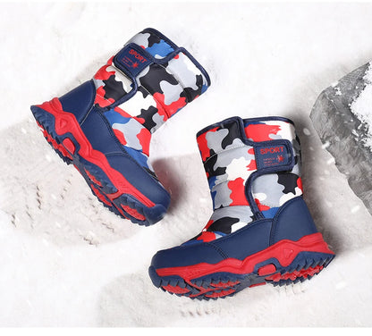 2024 Winter Children Shoes Plush Waterproof Fabric Non-Slip Girl Shoes Rubber Sole Snow Boots Fashion Warm Outdoor Boots