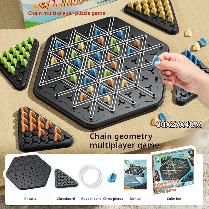 Chain Triangle Chess Game Triggle Rubber Band Game Educational Interactive Game Battle Set For Family Party Gift