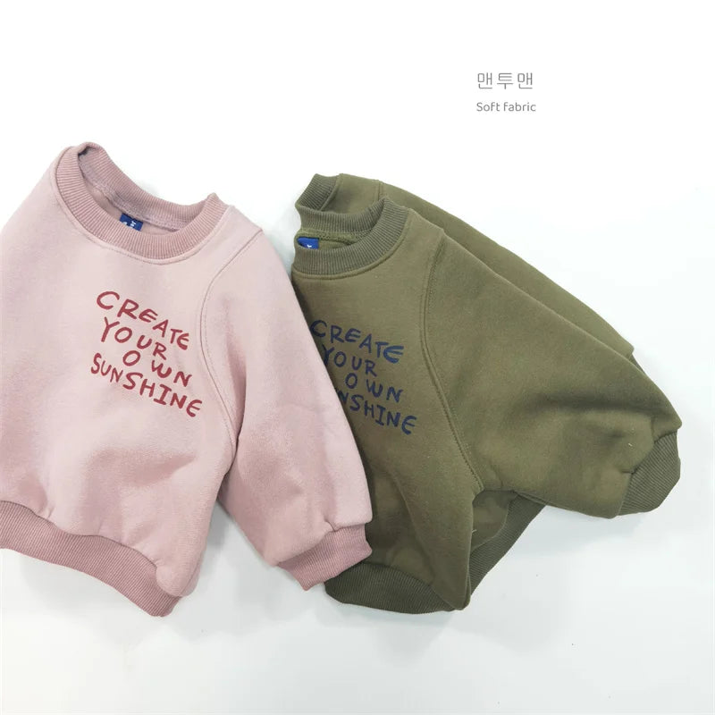 Children Casual Sweatshirts Unisex Trends Pullovers Boys Girls Vintage Streetwear Tracksuit 1-6Y Kids Letter Fashion Hoodies