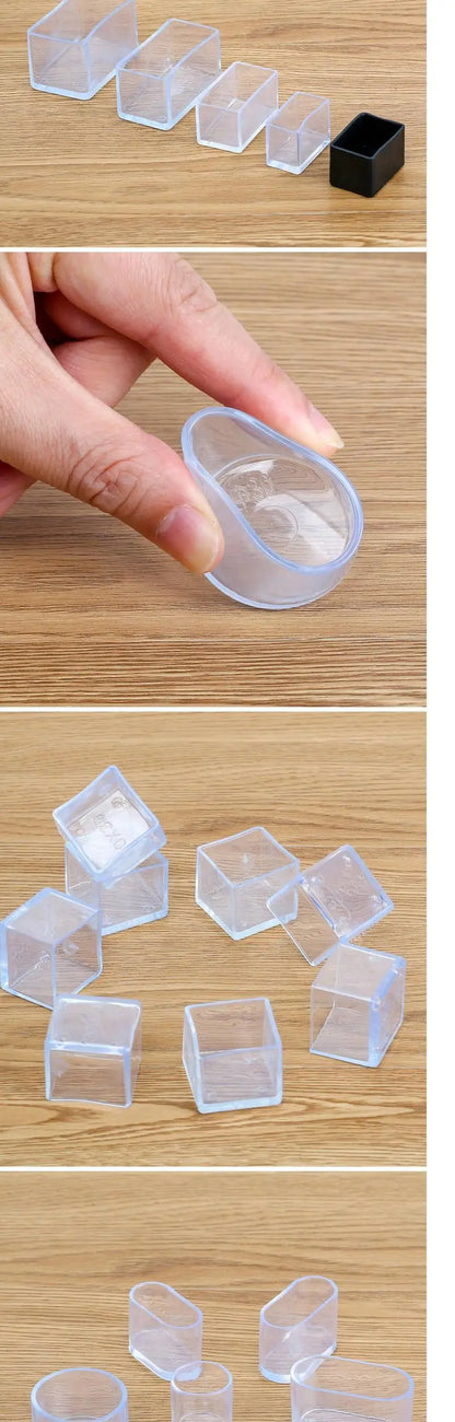 Transparent Chair Leg Caps Rubber Feet Protector Pad Furniture Table Covers Socks Plugs Cover Furniture Leveling Feet Home Decor