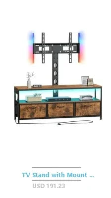 TV Stand LED Lights Storage Drawer Glass Shelf 55" Entertainment Console Table White High Gloss Modern Quality Easy Assembly