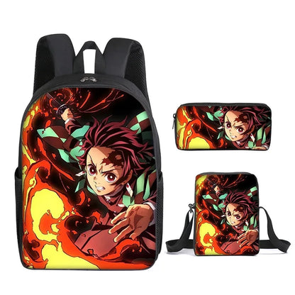 Nezuko Demon Slayer Anime 3Pcs/Set Backpack Student School Shoulder Bag Kids Cute Travel Backpack for Children Birthday Gifts