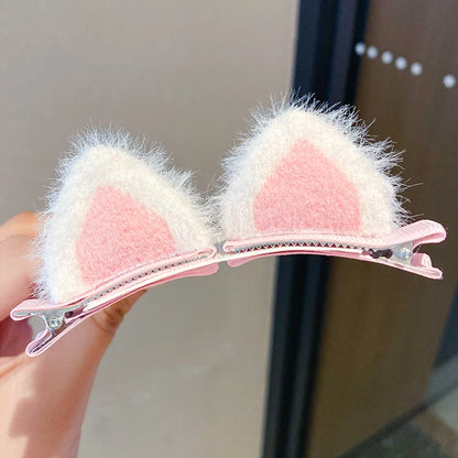 2Pcs/Set New Cute Solid Rabbit Ears Clips for Baby Girls Handmade Kawaii Barrettes Headwear Kids Hair Accessories