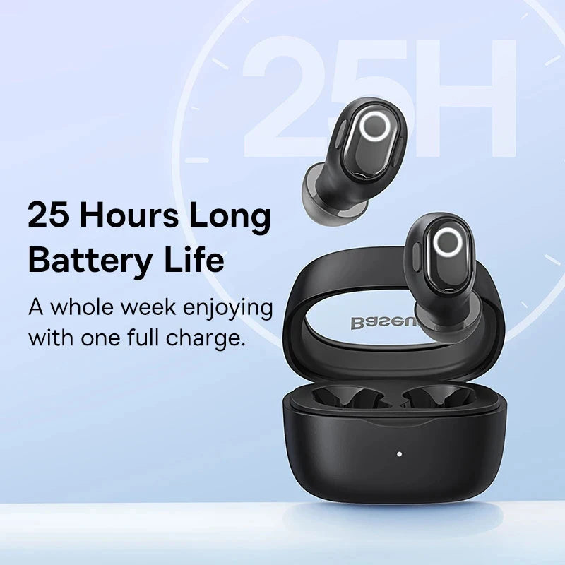 Baseus WM02 Wireless Earphones TWS Bluetooth 5.3 Headphones, Mini and compact Comfortable wear, 25 hours Long Battery Life