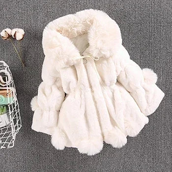 Baby Girls Warm Winter Coats Thick Faux Fur Fashion Kids Hooded Jacket Coat for Girl Outerwear Children Clothing 2 3 4 6 7 Years