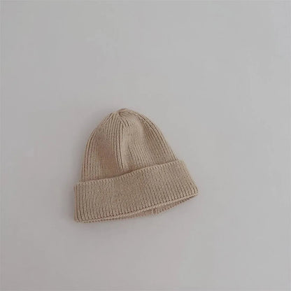 Autumn Winter Knitsuit Boy Girl Children Candy Color Solid Casual Knitted Hat Baby Warm Soft Cotton Cap Kid Fashion Kniting Caps