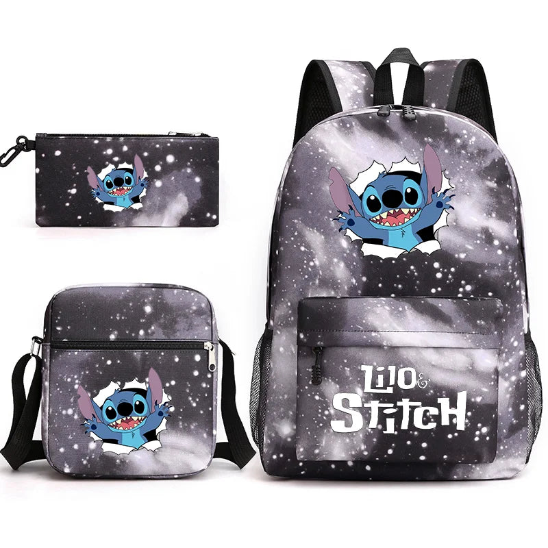 Disney Lilo Stitch 3Pcs/Set Bookbag Kids Backpack Boys Girls School bags Daily Backpacks Mochilas Shoulder Bag Set