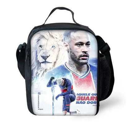 Game Football Child School Backpack with Lunch Bags ,Pencil Bags ,N-NeymarS School Bags for Boys Girls Best Gift