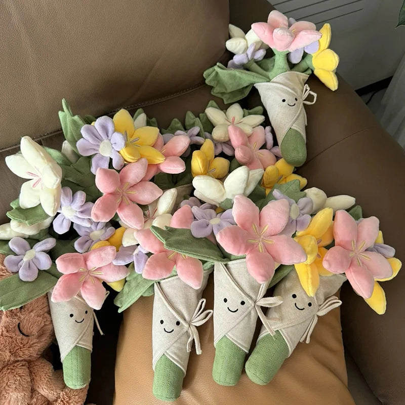 Holding Flowers Plush Toy Eternal Flowers Bouquets Toy Marriage Proposal Props Graduation Ceremony Valentine's Day Birthday gift