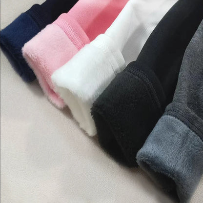 2023 Girls' Pants, Children's Winter Thickened Warm Trousers, Warm Elastic Pink Navy Blue Leggings, Boys' Feet Pants