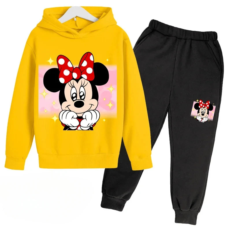 New Mickey and Minnie Cartoon Hoodie and Pants for Kids Long Sleeve Boys and Girls Spring and Autumn 2 Sets Kids Clothes Girls