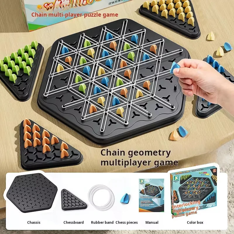 Chain Triangle Chess Game Triggle Rubber Band Game Educational Interactive Game Battle Set For Family Party Gift