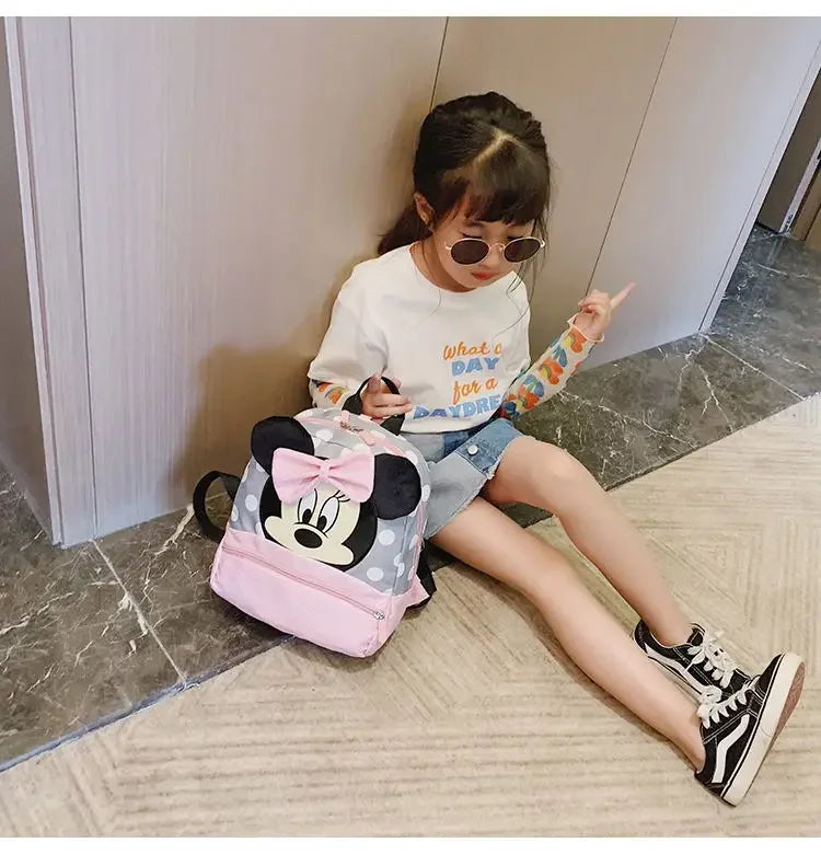 Disney Cute Backpack for Baby Boys Girls Pink Minnie Mickey Mouse Children Lovely Schoolbag Kindergarten Schoolbag Kids Gift