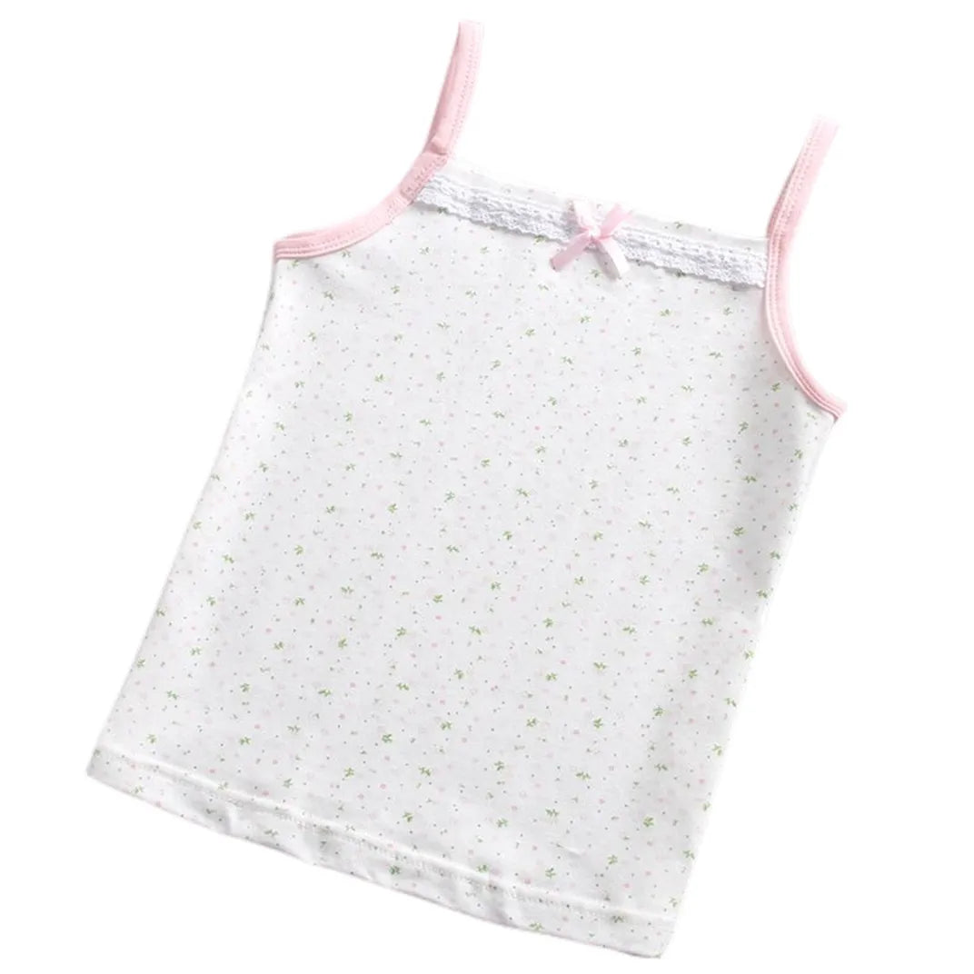 3pcs/Lot Girls Singlet Underwear Tank Cute Design Undershirts Cotton Tank Bow Tops for Baby Girl Size 100-150 Breathable Tops