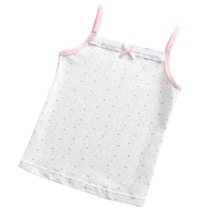 3pcs/Lot Girls Singlet Underwear Tank Cute Design Undershirts Cotton Tank Bow Tops for Baby Girl Size 100-150 Breathable Tops