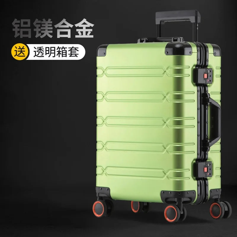 KLQDZMS High Quality 100% Aluminium Suitcases With Wheeled Trolleys Business Trip Large Capacity Rolling Luggage Travel Bag