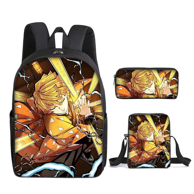 Nezuko Demon Slayer Anime 3Pcs/Set Backpack Student School Shoulder Bag Kids Cute Travel Backpack for Children Birthday Gifts