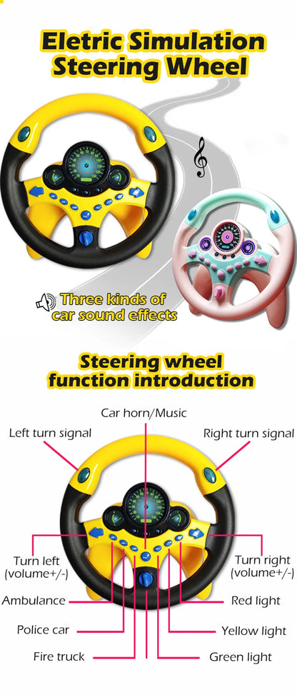 Kids Electric Simulation Steering Wheel Toy With Light And Sound Educational Children Co-Pilot Children'S Car Toy Vocal Toy Gift