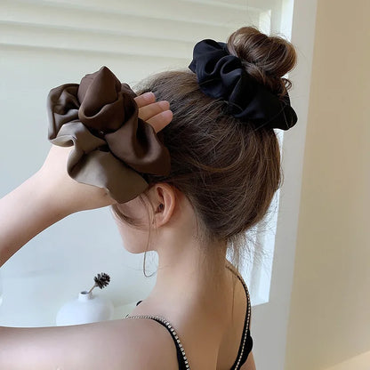 Korean Silk Oversized Scrunchie For Women Elastic Hair Bands Ponytail Holder Elegant Satin Ponytail Hair Rope Hair Tie Accessory