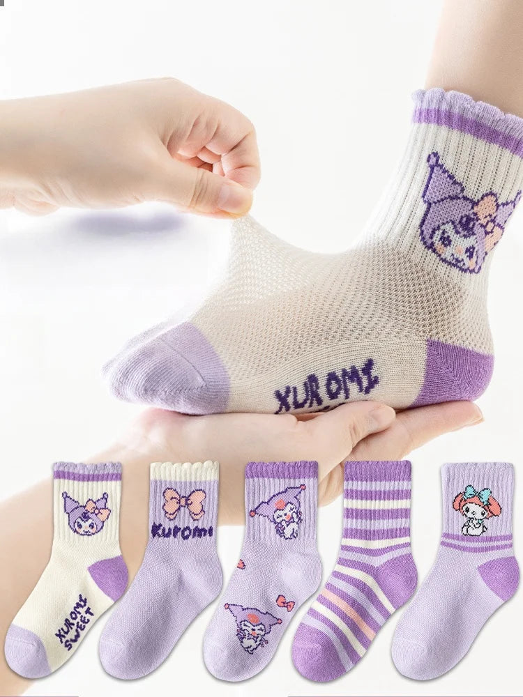 5 pairs of children's socks Girls' socks Cute all-match style CuHK children's mid-tube socks Student sports socks Breathable and