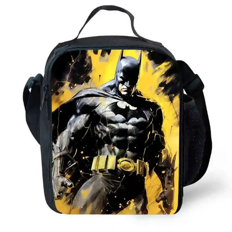 Cartoon Super Hero B-BatmanS School Backpack,Lunch Bags,Pencil Bags for 4-8 Years Old,Cartoon School Bags for Boy Girl Best Gift