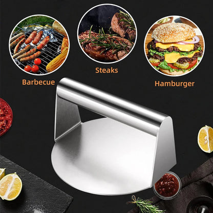 Burger Press Stainless Steel Smash Hamburger Presses  Meat Mold for Deli Meats Kitchen Accessories Patties Meat Masher Circular