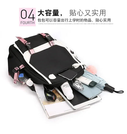 Kamado Nezuko Demon Slayer Anime Cosplay Unisex Students School Bag Backpack Cartoon Bookbag Laptop Travel Rucksack Outdoor Bag