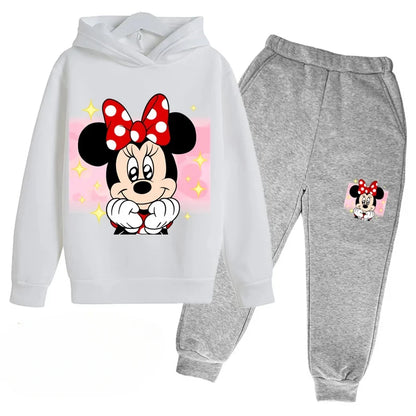 New Mickey and Minnie Cartoon Hoodie and Pants for Kids Long Sleeve Boys and Girls Spring and Autumn 2 Sets Kids Clothes Girls