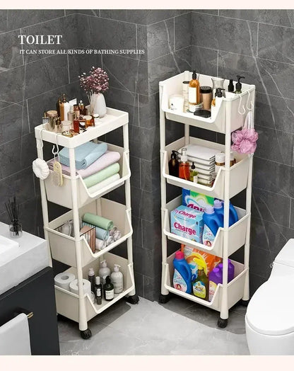 Trolley Bookshelf Kitchen Storage Rack Kitchen Corner Narrow Slit Storage Cabinet Bathroom Living Room Home Organizer