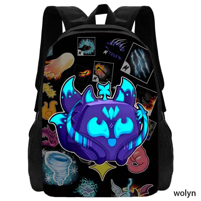 Blox Anime Fruits School bags for Boy Girls Mochila Cartoon Children's Backpack Anime Game Book Bags Light Weght and Durable